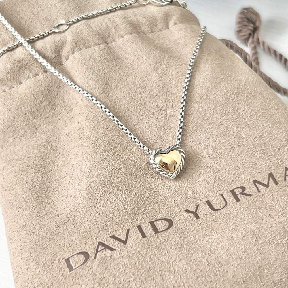 David Yurman Cable Cookie Classic Heart Necklace 17''-18''